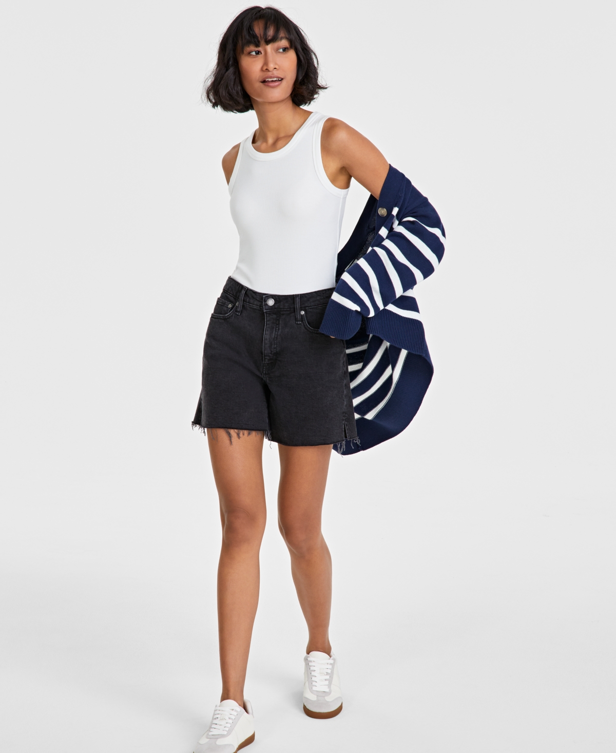 Women's Sleeveless Ribbed Bodysuit, Washed White, Created for Macy's - Washed White