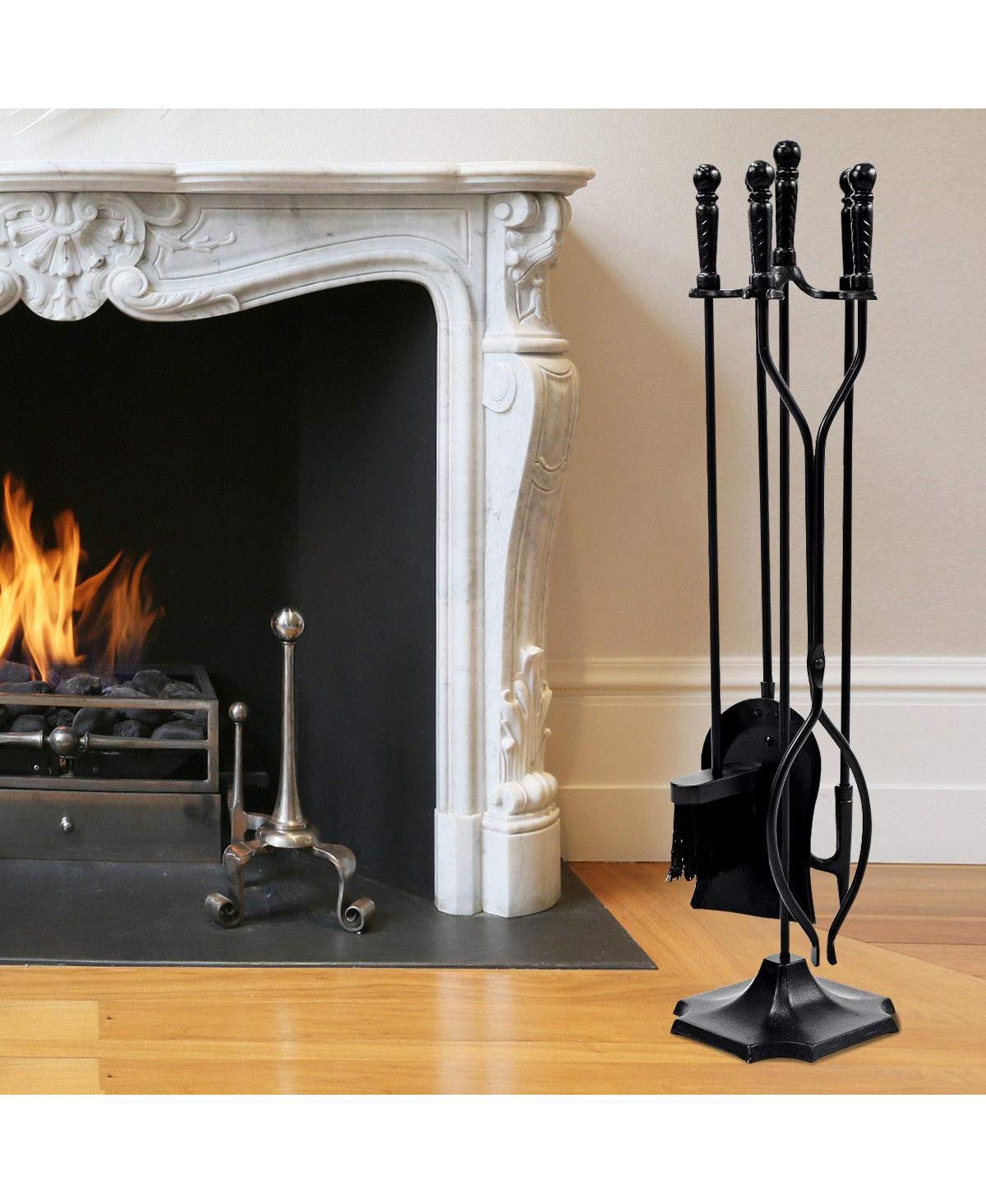 Sugift 31 inch 5 Pieces Metal Fireplace Tool Set with Stand