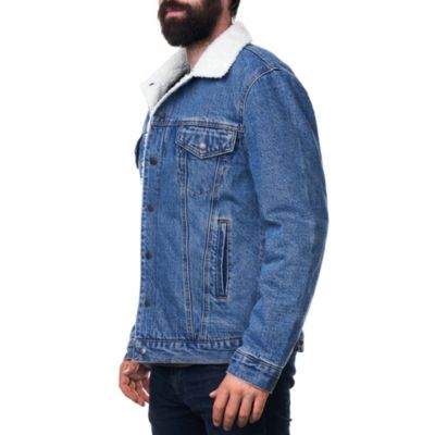 Men's Sherpa Lined Denim Jacket Classic Button Up Jean Trucker Coat