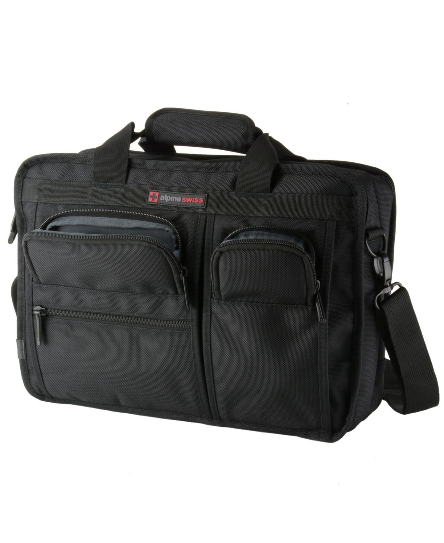 Мужская сумка Alpine Swiss Conrad Messenger 15.6 Inch Laptop Briefcase with Tablet Sleeve, цвет: Чёрный — фото 8