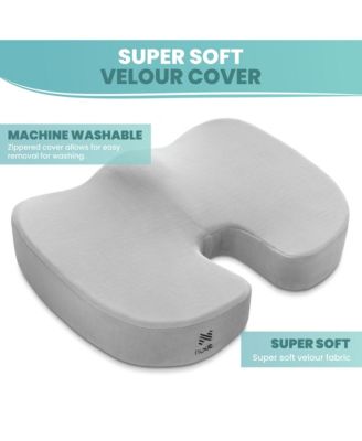 Gel-Enhanced Memory Foam Seat Cushion, Velour Ergonomic Orthopedic Comfort Pad, Ideal Pillow for Office Desk Chair, Wheelchair, Car & Truck