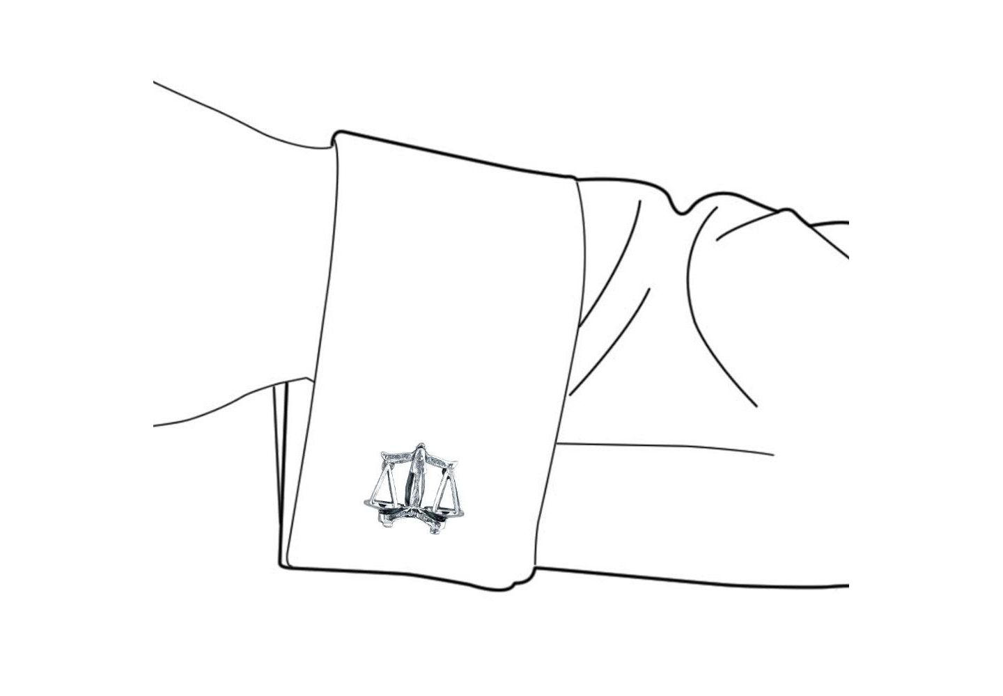 Мужские запонки Bling Jewelry Scales Of Justice Libra Zodiac Cufflinks .925 Sterling Silver Hinge Back, цвет: Серебряный — фото 2