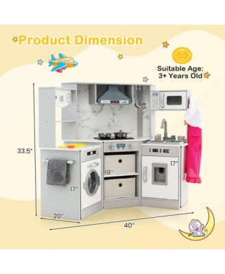 Wooden Kids Play Corner Kitchen with Realistic Lights & Sounds Lighted Range Hood