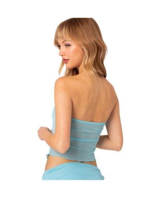 Women's Joy Asymmetric Sheer Mesh Tube Top
