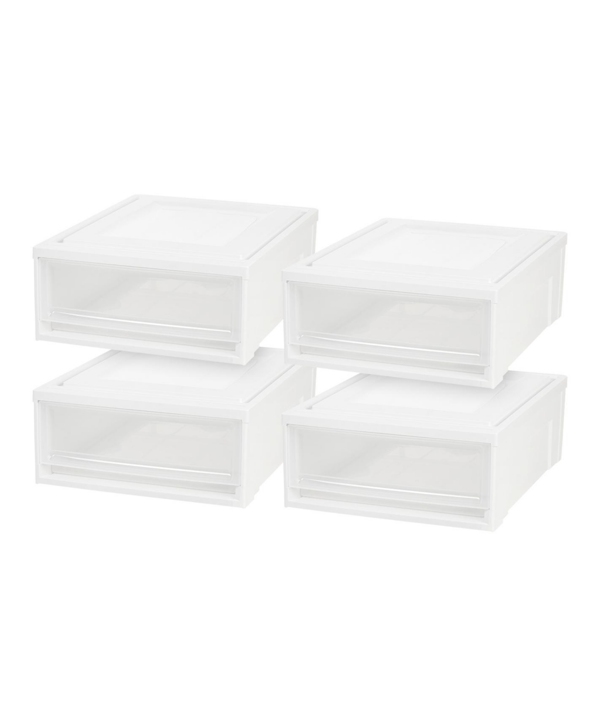 Iris Usa 4Pack 22qt Plastic Clear Stackable Modular Shallow Storage Drawers Chest Box