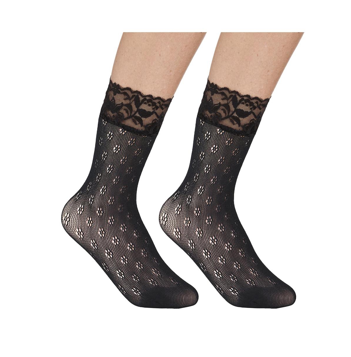 Shop Stems Women's Daisy Fishnet Socks In Black