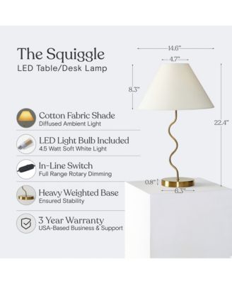 Squiggle 22" LED Contemporary Modern Table Lamp with Empire Shade
