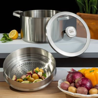 Graphite Recycled 18/10 Stainless Steel Stockpot 10", 6.3qt. With Glass Lid