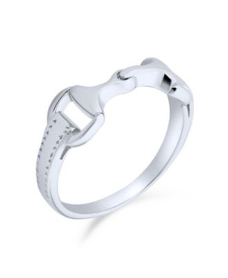 Cowgirl Equestrian Lover Double Horse Snaffle Bit Band Ring Sterling Silver