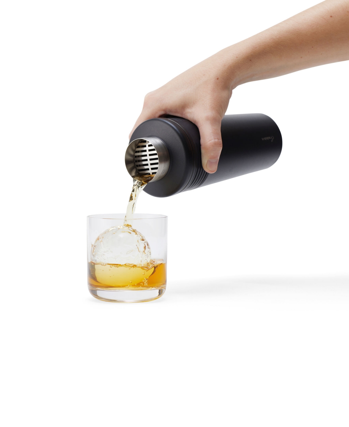 Rabbit 18 oz Stainless Steel Cocktail Shaker, Multi-use Stainless Steel Topper With 1.5 oz Shot Cap And Str In Black