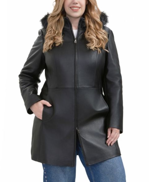 Женские куртки BGSD Plus Size Greta Leather Parka Coat
