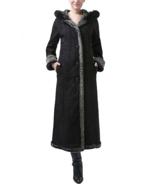 Женские куртки BGSD Gianna Hooded Faux Shearling Long Coat