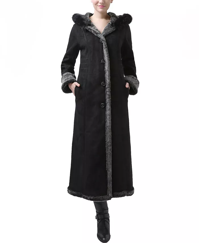 Women's Gianna Hooded Faux Shearling Long Coat