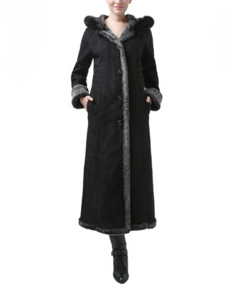 BGSD Women's Gianna Hooded Faux Shearling Long Coat - Macy's