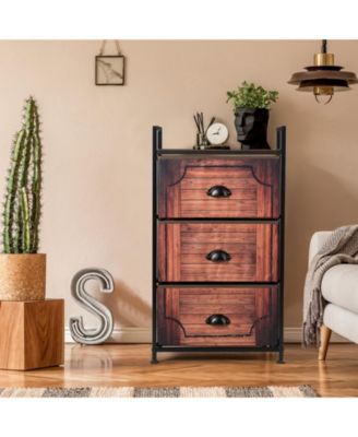 Industrial 3-Layers Fabric Dresser with Fabric Drawers and Steel Frame