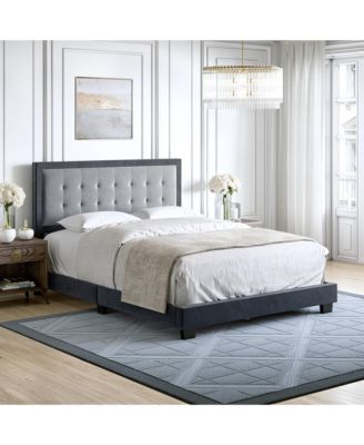 Pisa Velvet Upholstered Platform Bed Frame with Adjustable Headboard - Boyd Sleep