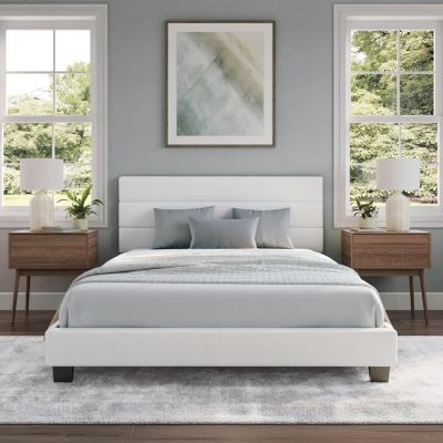 Piedmont Leatherette Upholstered Platform Bed Frame with Adjustable Headboard - No Box Spring Required