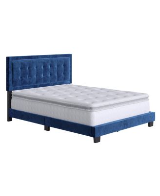Queen size Pisa Velvet Upholstered Platform Bed Frame with Adjustable Headboard