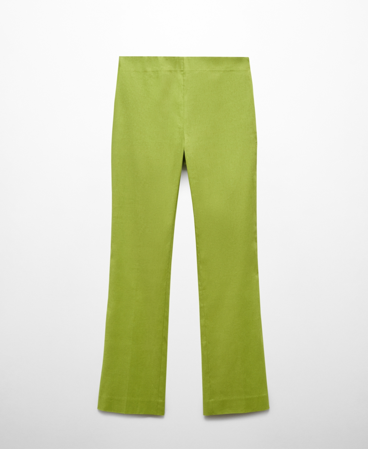 Shop Mango Women's Linen Flare Trousers In Green