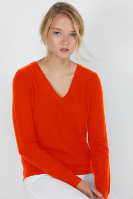Women's 100% Pure Cashmere Long Sleeve Pullover V Neck Sweater