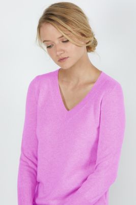 Women's 100% Pure Cashmere Long Sleeve Ava V Neck Pullover Sweater