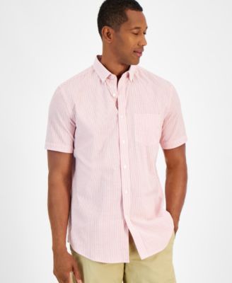 Club Room - Men's Classic Striped Short Sleeve Button-Down Oxford Shirt