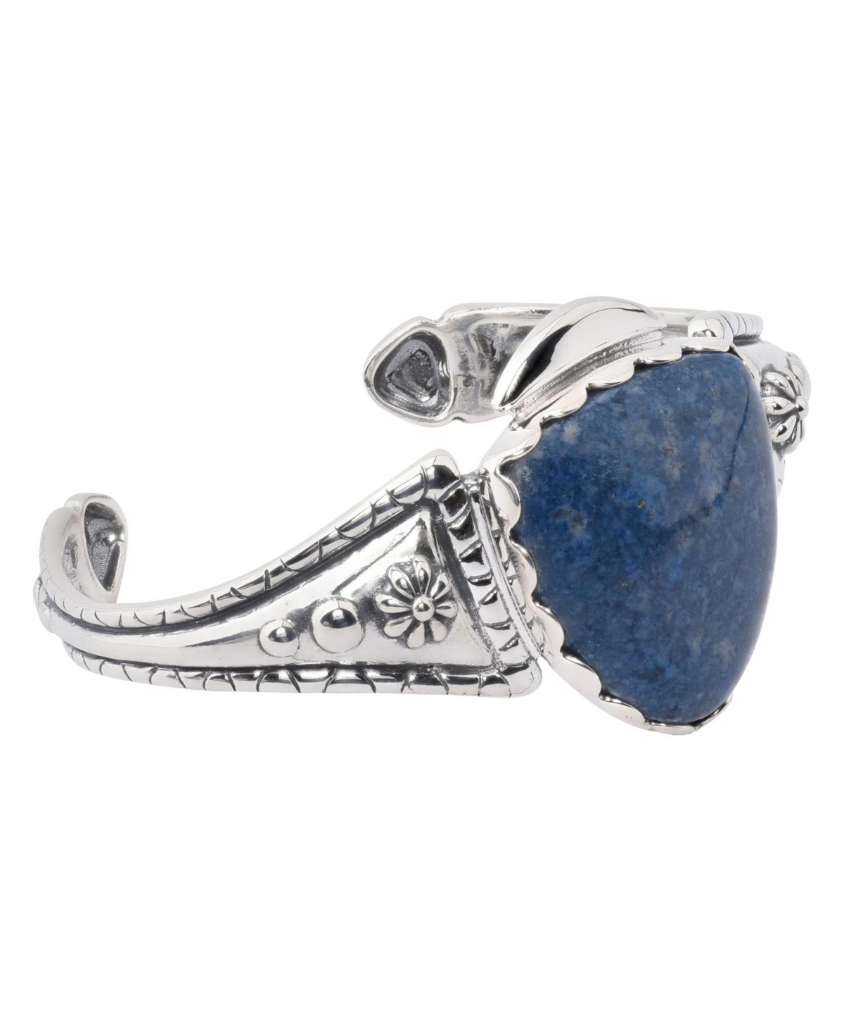 Sterling Silver Blue Denim Lapis Gemstone Arrowhead Cuff Bracelet Size S - L - Blue denim lapis