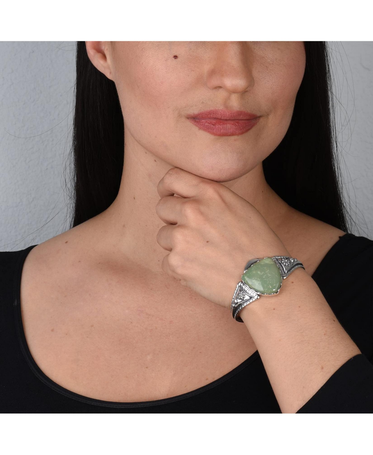 American West Jewelry Sterling SilverGemstone Arrowhead Cuff Bracelet Size S - L - Green turquoise