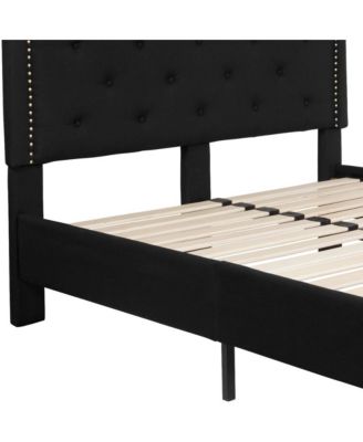 Provence Platform Bed With Slatted Support Contemporary Tufted Upholstery With Accent Nail Trim