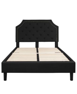 Provence Platform Bed With Slatted Support Contemporary Tufted Upholstery With Accent Nail Trim