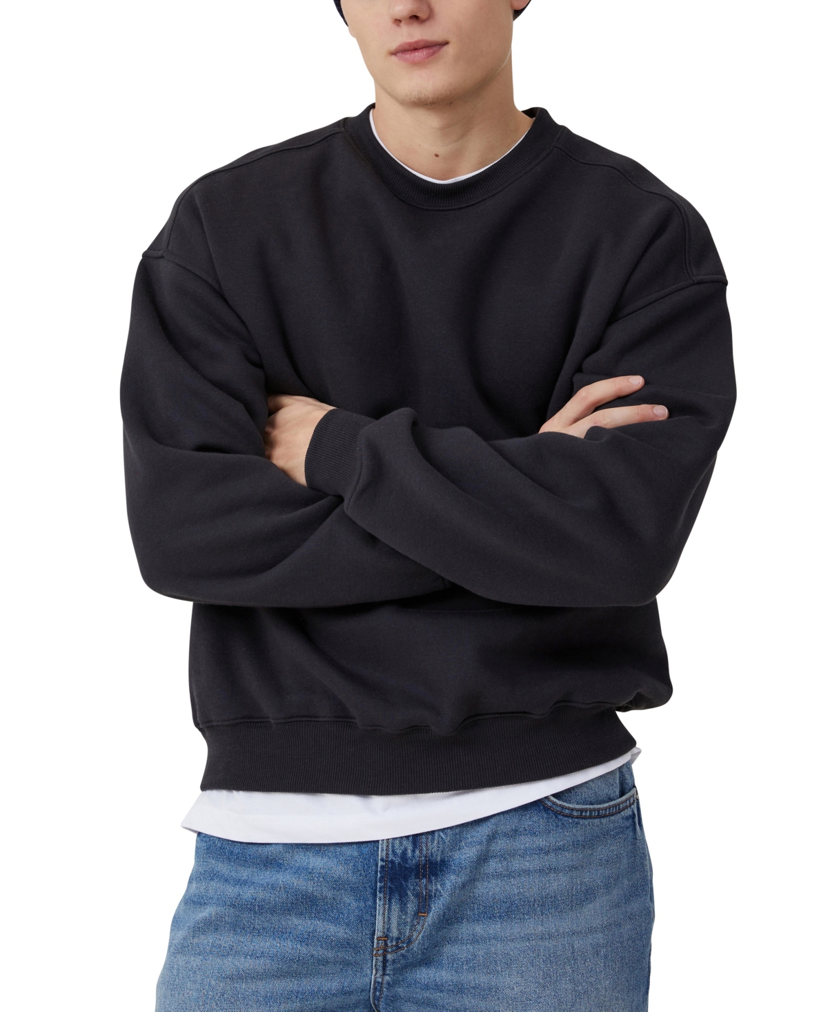 COTTON ON MEN'S BOX FIT CREW SWEATER 