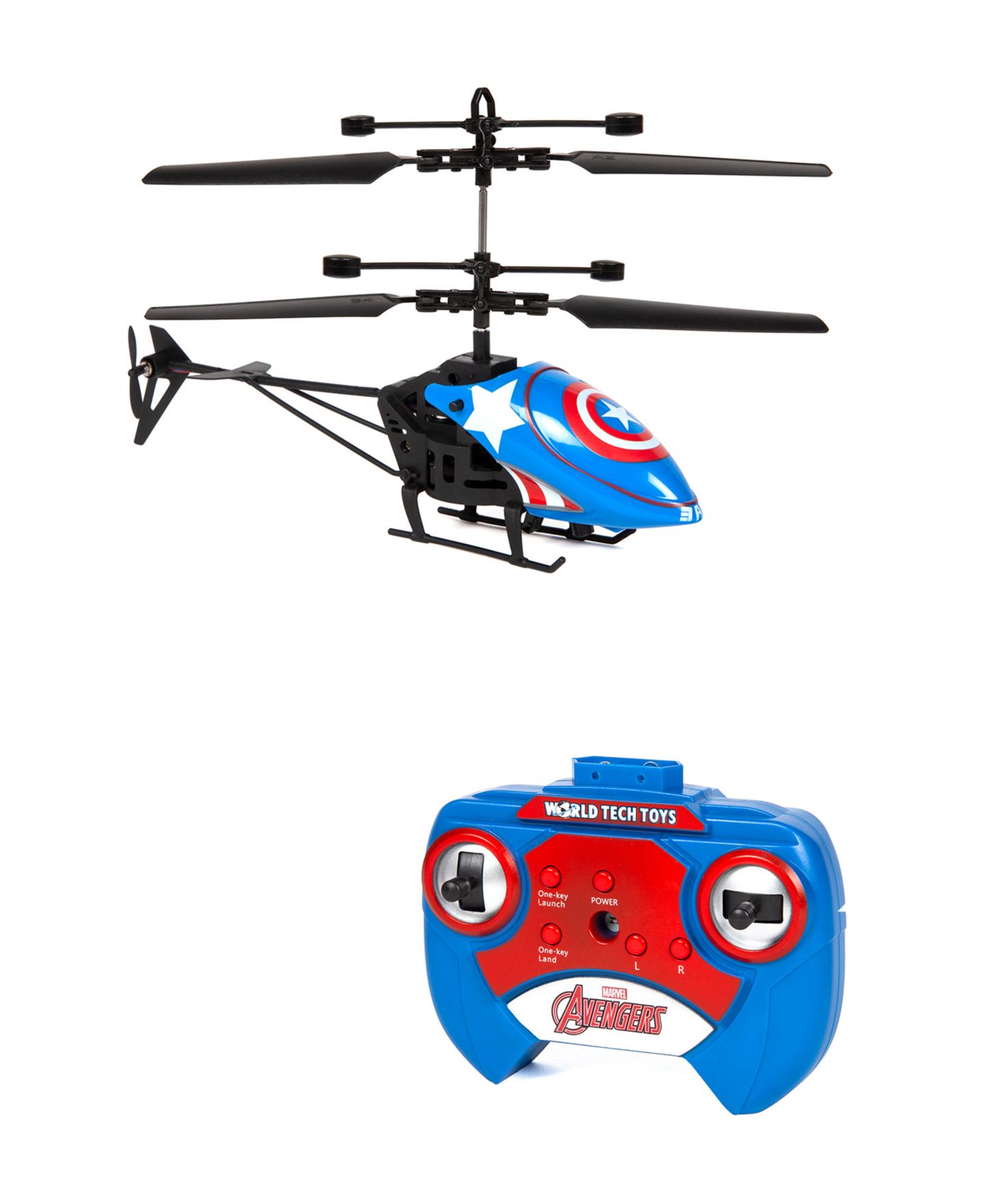 Детская игрушка World Tech Toys Marvel Captain America 2-Channel Motion-Sensitive Mini IR RC Helicopter — фото 1