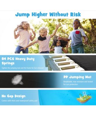 8 x 14 Feet Rectangular Recreational Trampoline with Safety Enclosure Net and Ladder