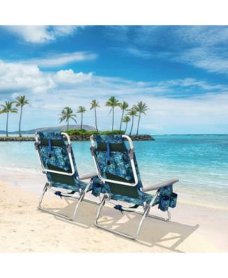 2 Pieces Folding Backpack Beach Chair with Pillow