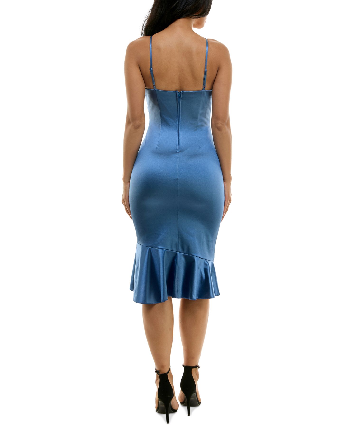 Juniors' Strappy Surplice-Neck Ruffled Dress