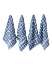 Basic Terry Collection Windowpane Dishtowel Set, 16x26", Stonewash Blue Check, 4 Piece