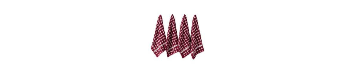 Design Imports Basic Terry Collection Windowpane Dishtowel Set, 16x26", Wine Check, 4 Piece In Wine Check