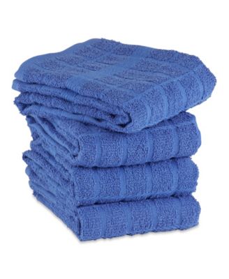 Basic Terry Collection Windowpane Dishtowel Set, 16x26", Blueberry Solid, 4 Piece