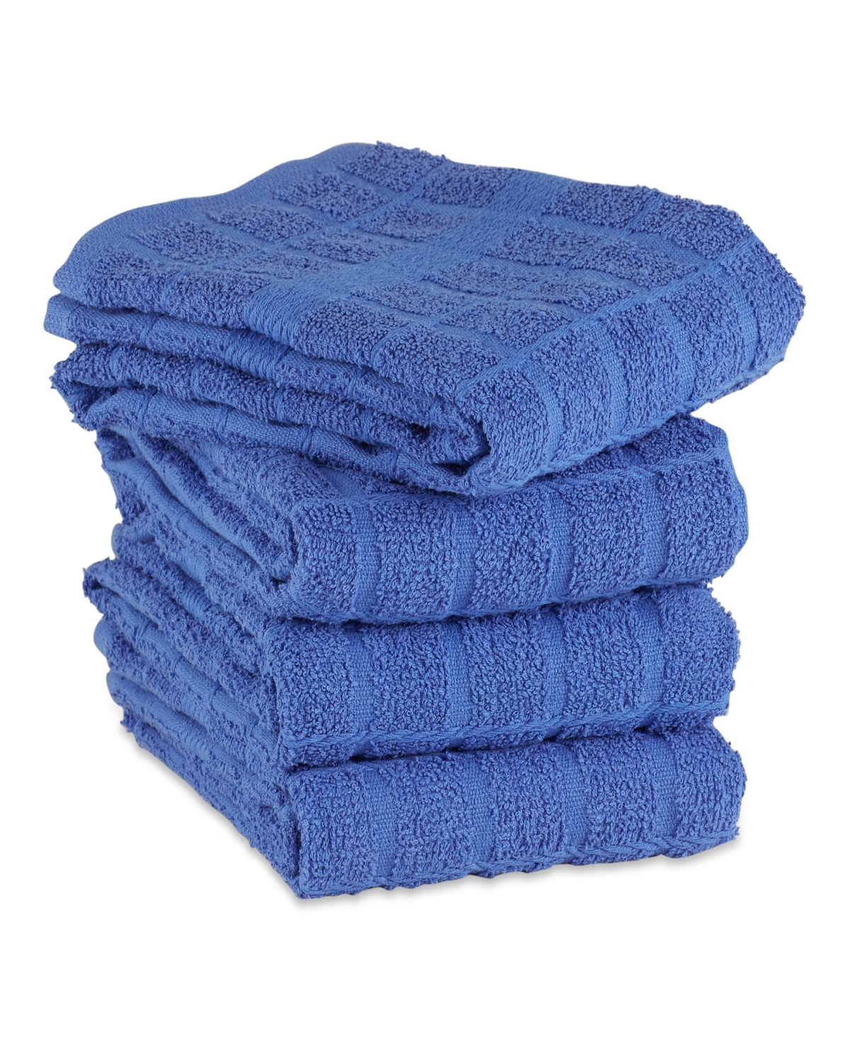 Design Imports Basic Terry Collection Windowpane Dishtowel Set, 16x26", Blueberry Solid, 4 Piece In Blueberry Solid