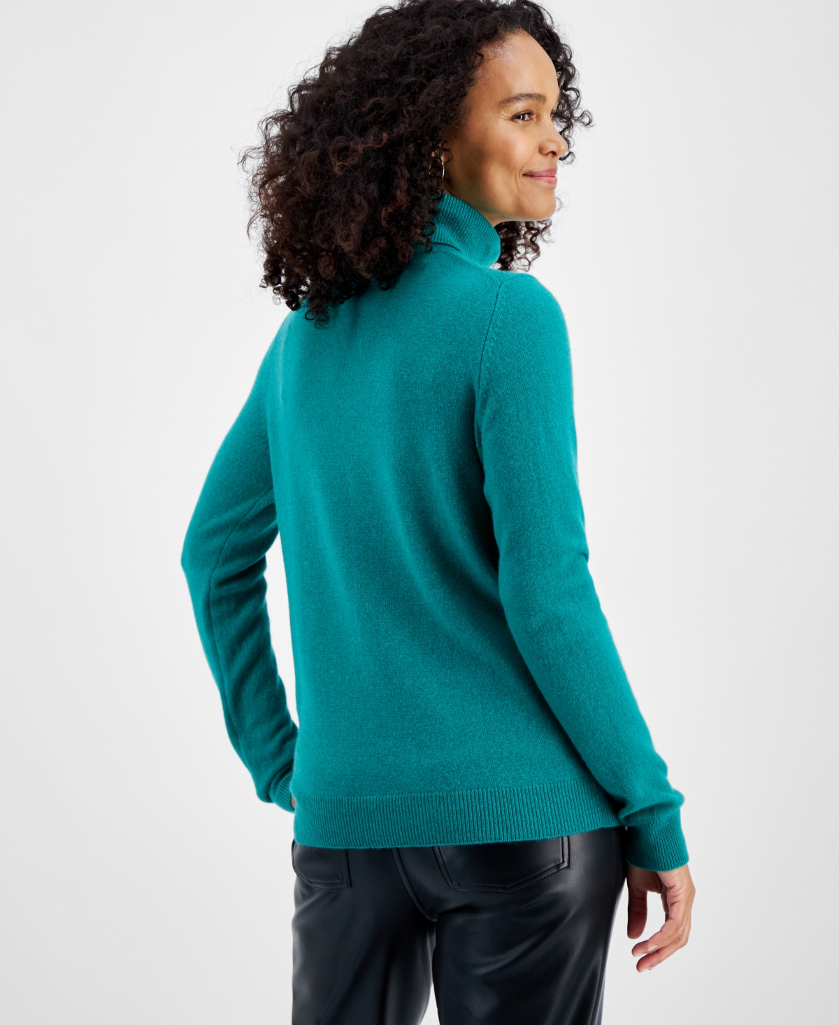 Charter Club 100% Cashmere Women's Petite Turtleneck Sweater, Created For Macy's In Peacock Green