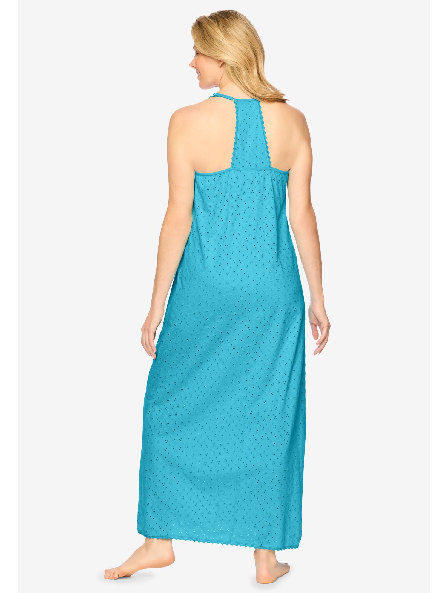 Women's Dreams and Co. Breezy Eyelet Knit Long Nightgown
