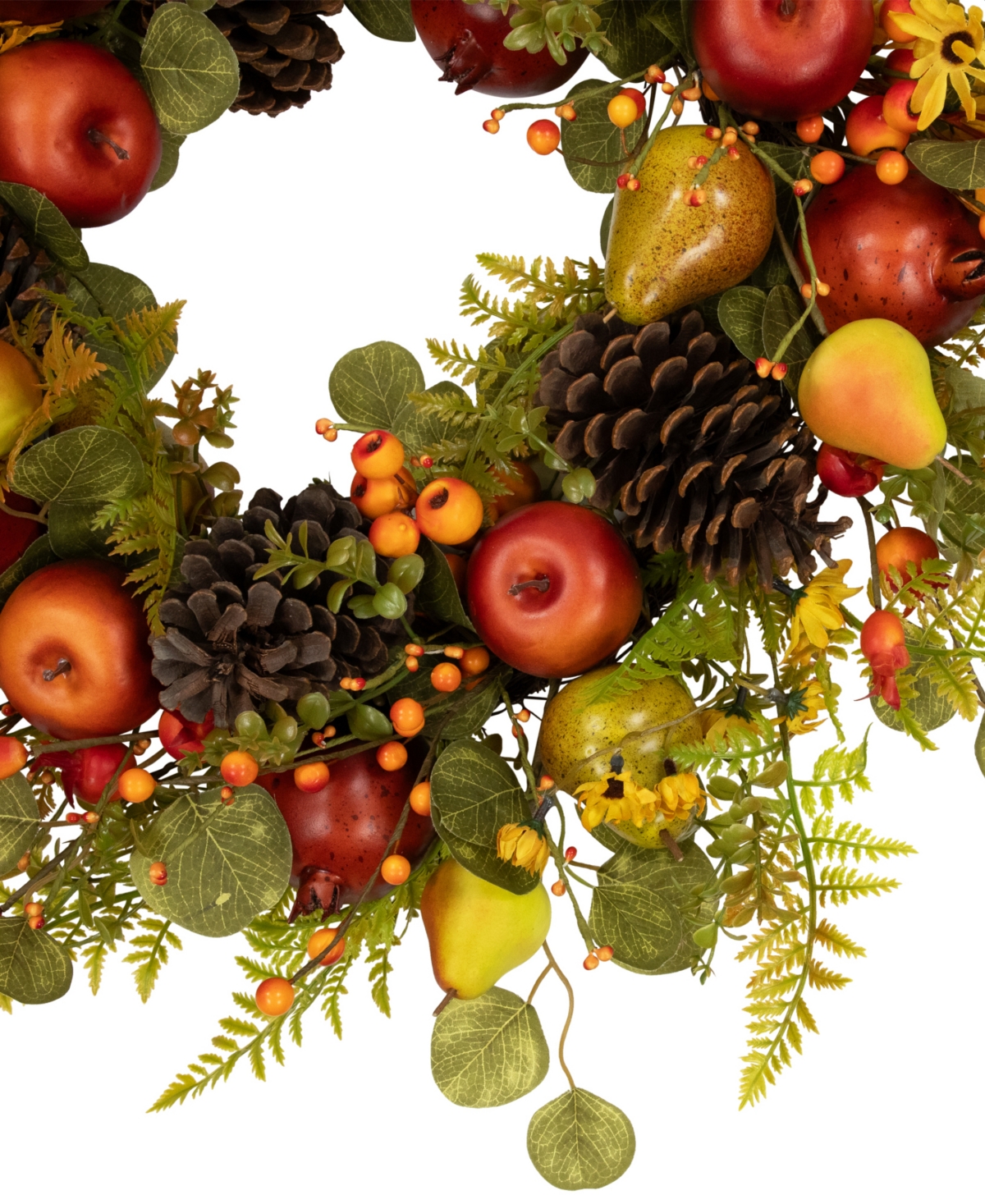 Northlight Apples And Pears Artificial Fall Harvest Wreath In Green