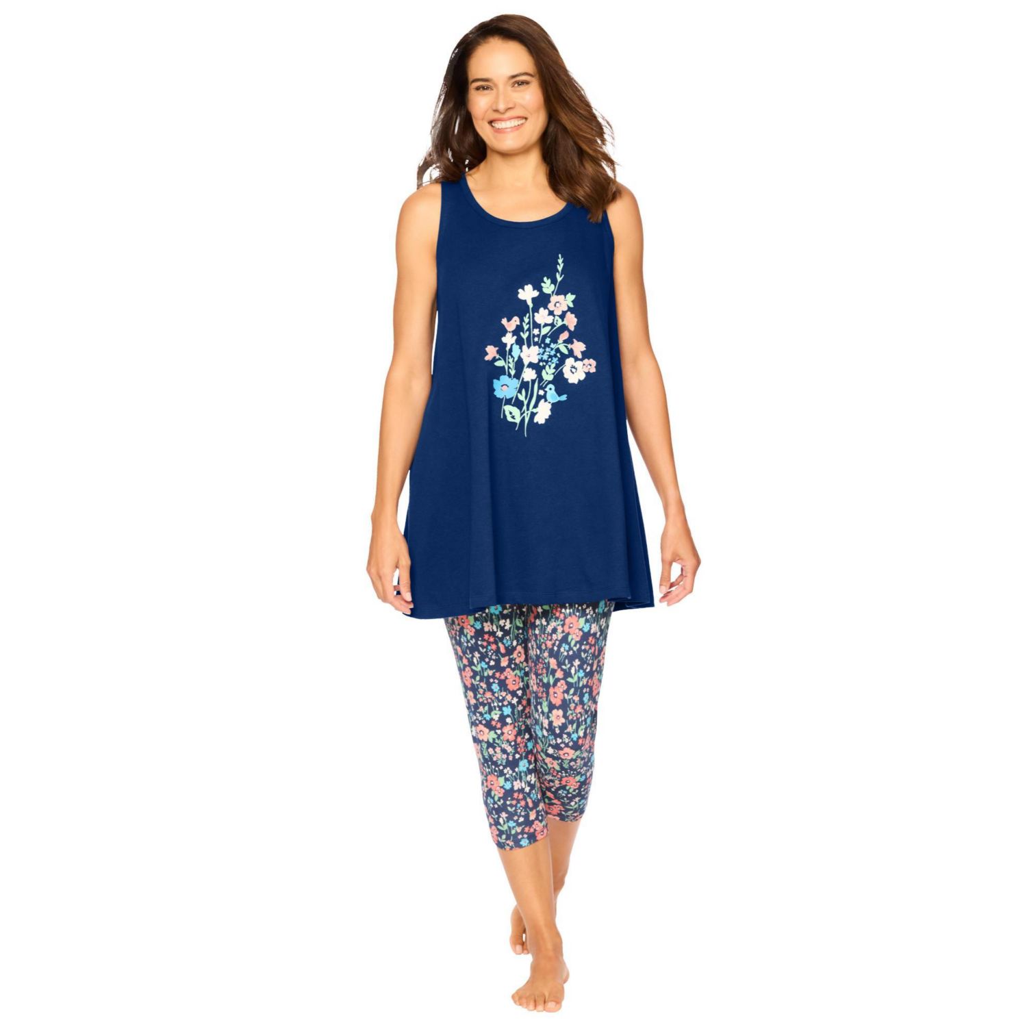 Women's Dreams and Co. Scoopneck Tank and Capri Legging PJ Set