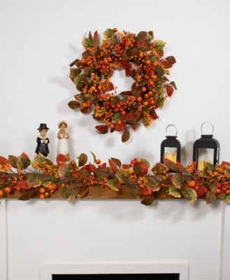 Pumpkins and Berries Artificial Fall Harvest Garland - 5' x 10" - Unlit
