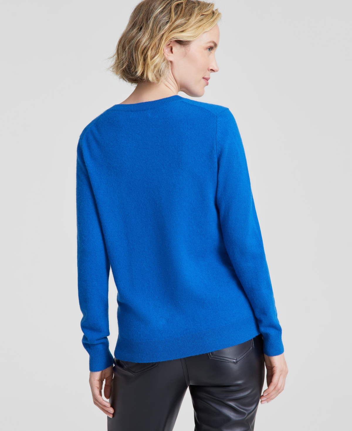 Charter Club 100% Cashmere Women's Petite V-neck Long-sleeve Sweater, Created For Macy's In Bright Marine
