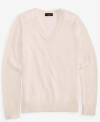 100% Cashmere Petite V-Neck Long-Sleeve Sweater, Created for Macy's
