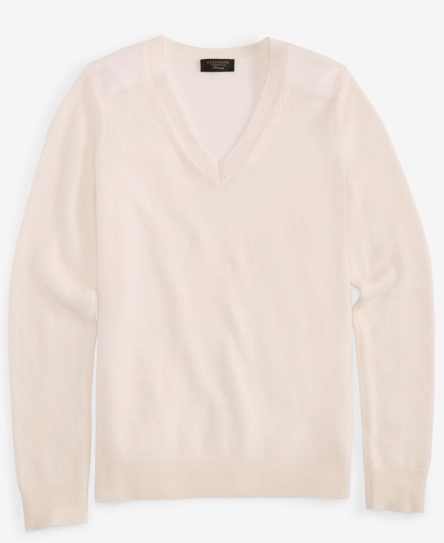 100% Cashmere Petite V-Neck Long-Sleeve Sweater