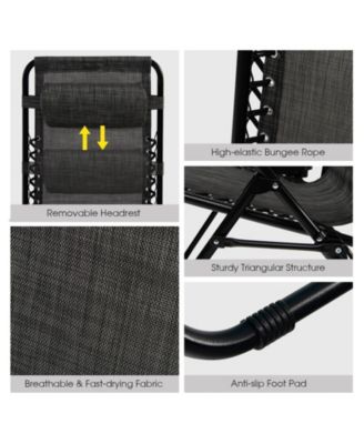 SUGIFT 2 Pieces Folding Lounge Chair with Zero Gravity