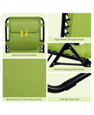 2 Pieces Folding Lounge Chair with Zero Gravity