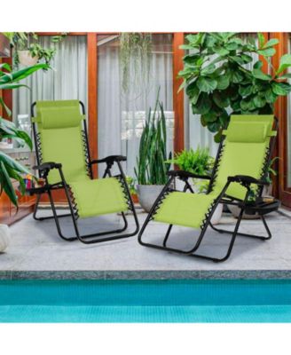 2 Pieces Folding Lounge Chair with Zero Gravity